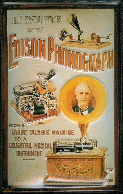 25062 Blechschild Technik Edison Phonograph.. (20x30cm) Nitsche