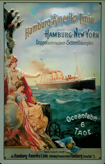 25059 Blechschild Schiffe Hamburg New York (20x30cm) Nitsche